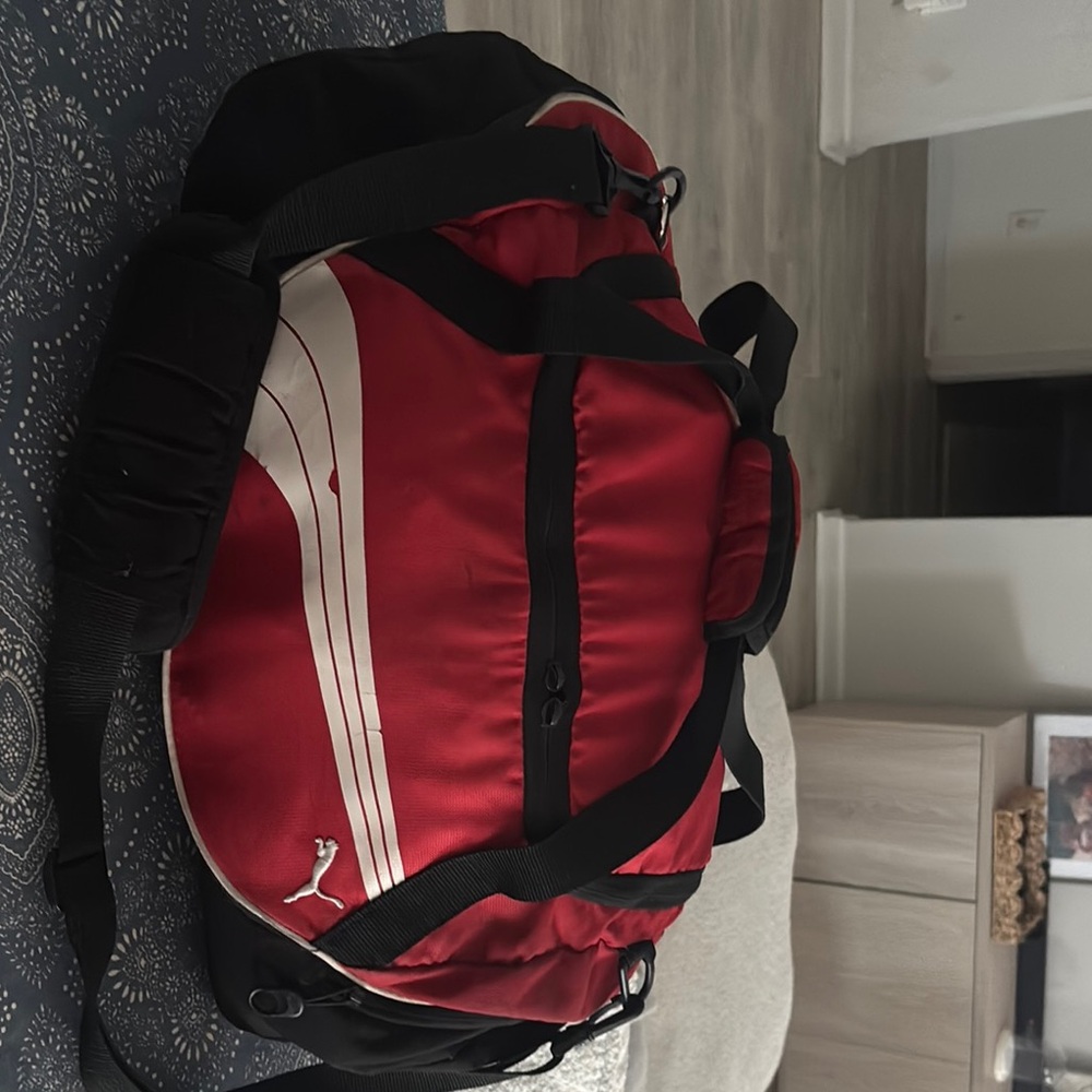 Puma Red and Black Duffel Bag Sporty Design